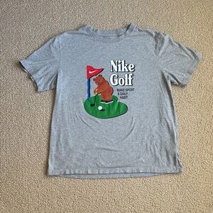 Nike Kids Gray Golf Tee with Bear Graphic